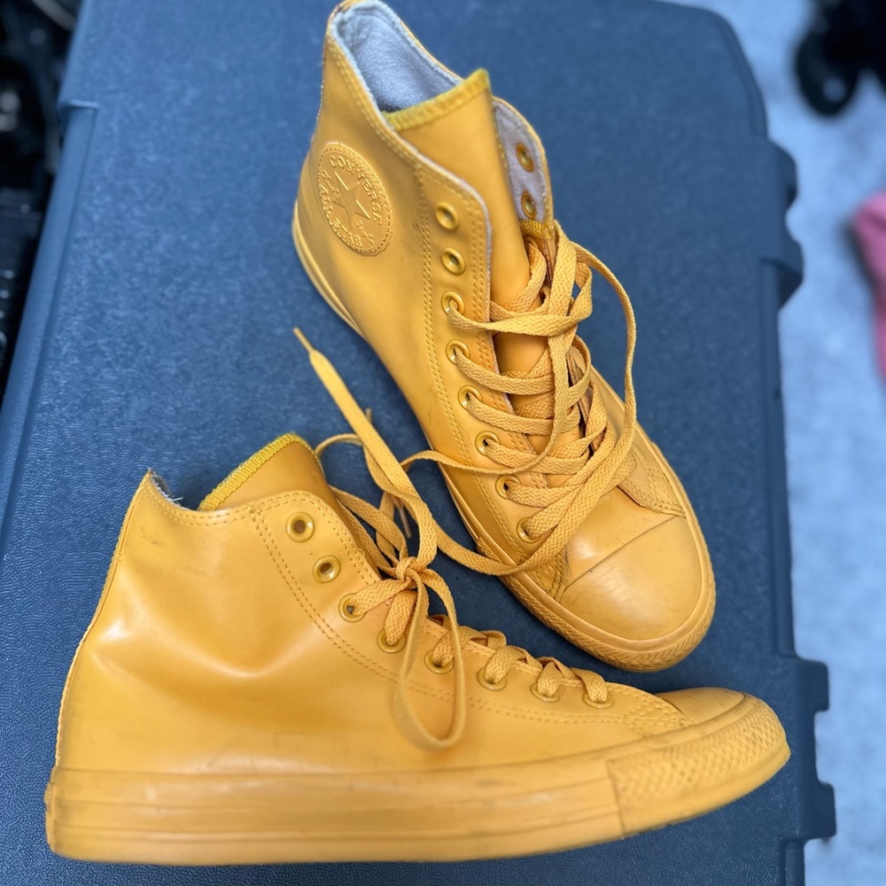 Converse Chuck Taylor Rubber Yellow High-Top Sneakers.